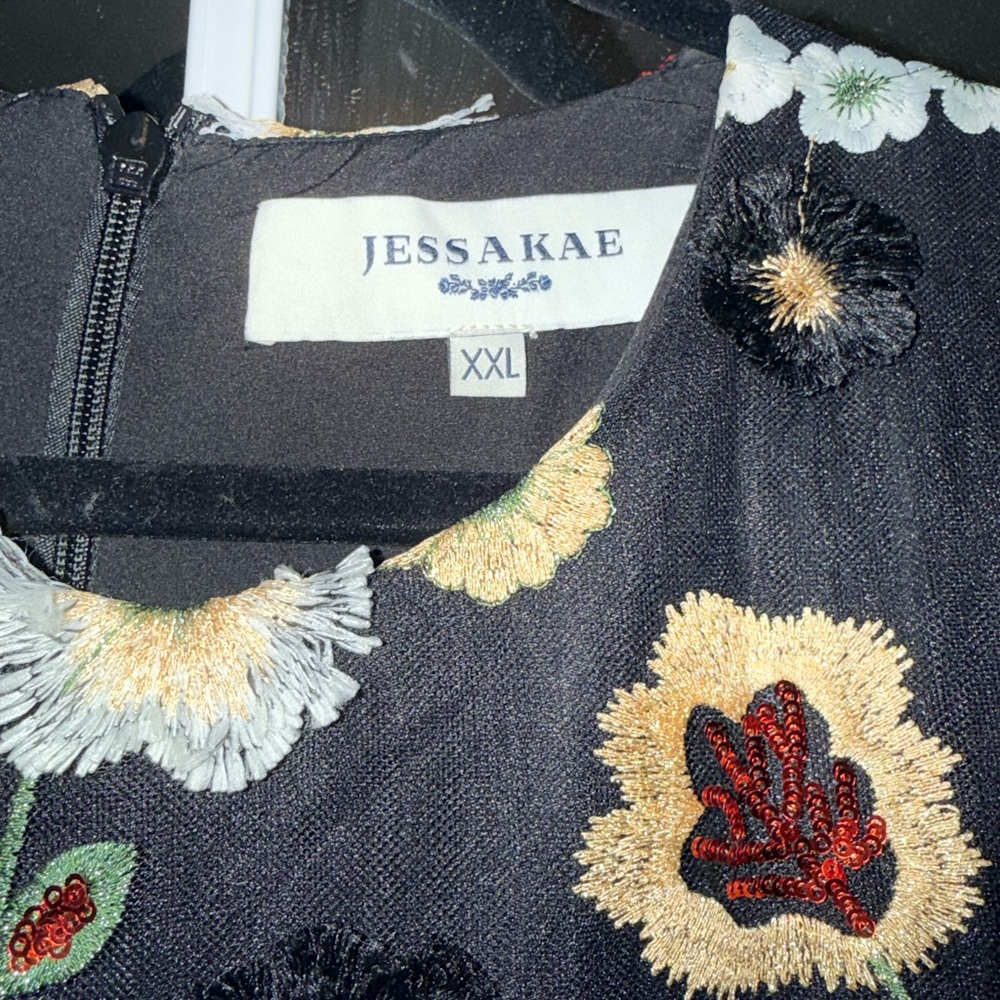 JessaKae Lilith Dress. Black with embroidered and appliqué florals - Picture 2 of 2